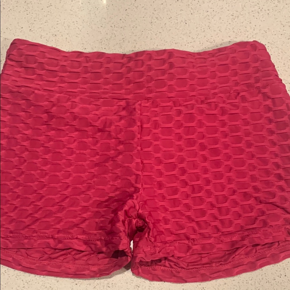 Women's Red Textured Shorts